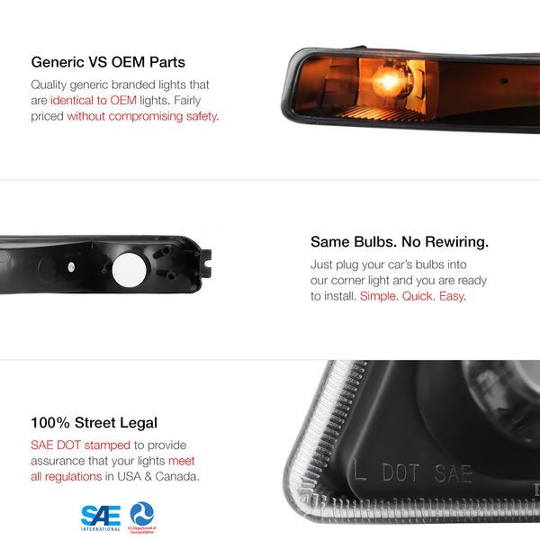 1999-2006 GMC Sierra 1500 | 2500HD | 3500HD Black Corner Light