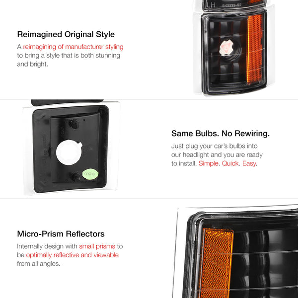 1994-2000 Chevrolet C/K Series 1500 | 2500 | 3500 Pickup Black Corner Light