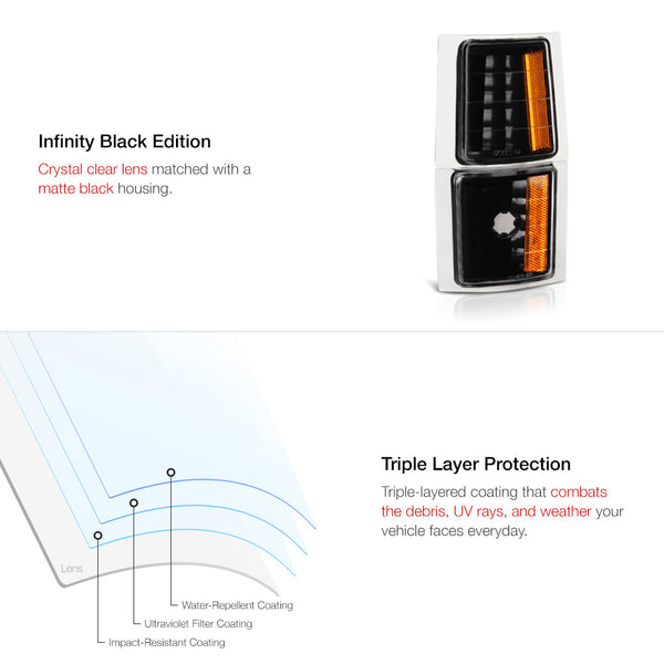 1994-2000 Chevrolet C/K Series 1500 | 2500 | 3500 Pickup Black Corner Light