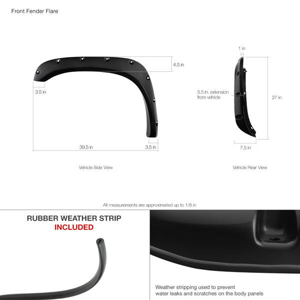 2002-2008 Dodge RAM 1500 Dark Red Fendor Flare