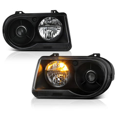2005-2010 Chrysler 300C Black Headlight