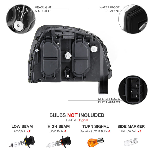 2000-2005 Cadillac Deville Black Headlight