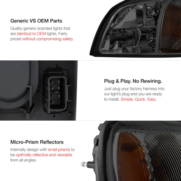 2000-2005 Cadillac Deville Smoked Headlight