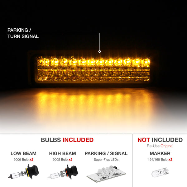 1994-2000 Chevrolet C/K Series 1500 | 2500 | 3500 Pickup Smoked Headlight