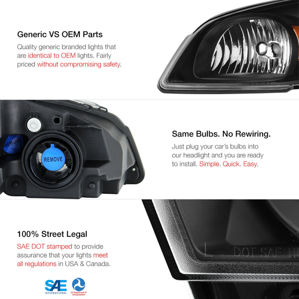 2005-2010 Chevrolet Cobalt Black Headlight