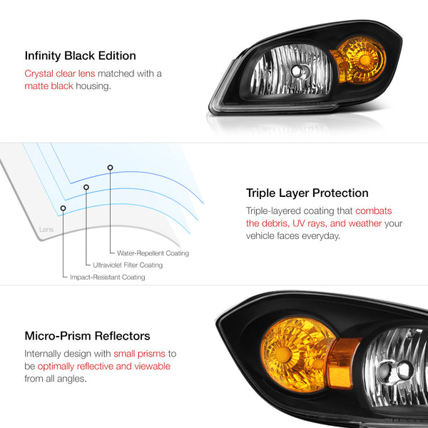 2005-2010 Chevrolet Cobalt Black Headlight