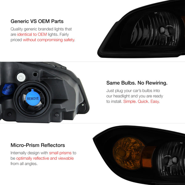2005-2010 Chevrolet Cobalt Sinister Black Headlight