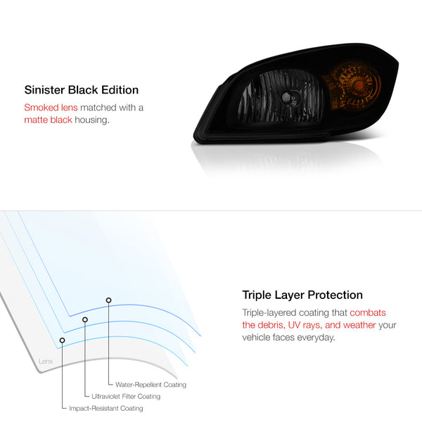 2005-2010 Chevrolet Cobalt Sinister Black Headlight