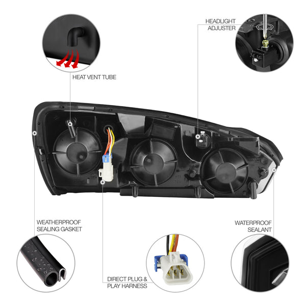 2004-2007 Chevrolet Malibu Black Headlight