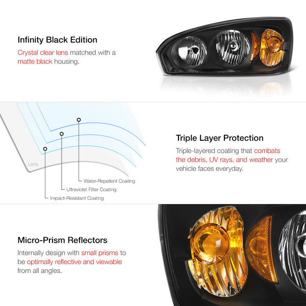 2004-2007 Chevrolet Malibu Black Headlight