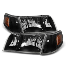 1998-2011 Ford Crown Victoria Black Headlight