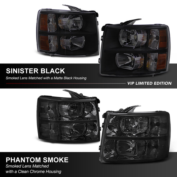 2007-2013 Chevrolet Silverado 1500 Sinister Black Headlight