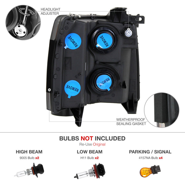 2007-2013 Chevrolet Silverado 1500 Smoked Headlight