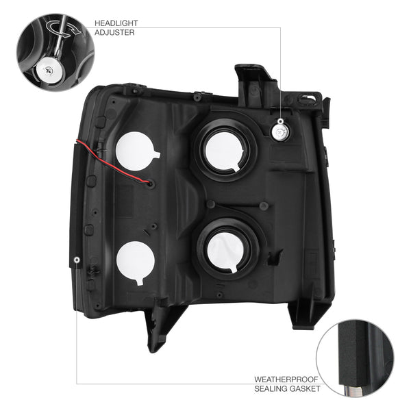 2007-2013 Chevrolet Silverado 1500 Sinister Black Headlight