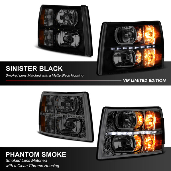 2007-2013 Chevrolet Silverado 1500 Sinister Black Headlight