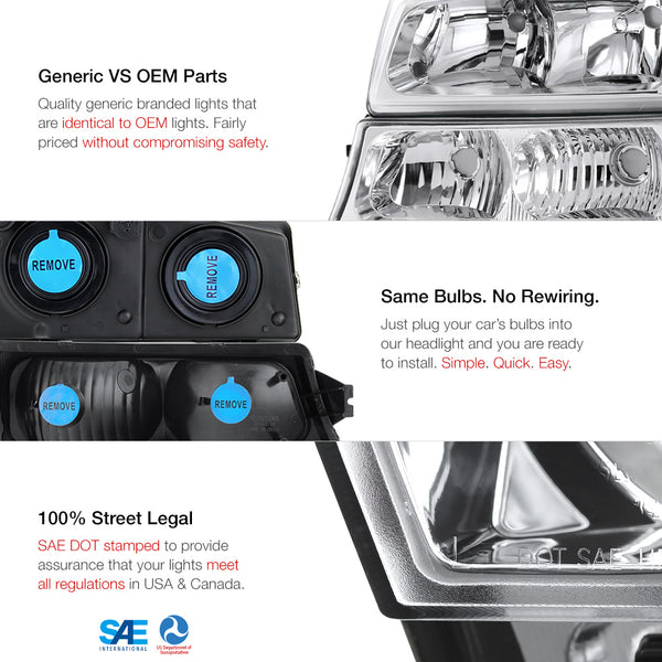 2003-2006 Chevrolet Silverado 1500 | 2500 | 3500 Chrome Headlight