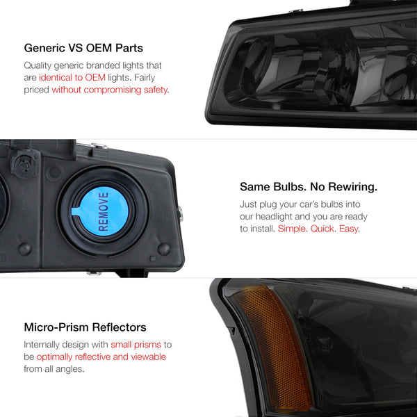 2003-2006 Chevrolet Silverado 1500 | 2500 | 3500 Smoked Headlight