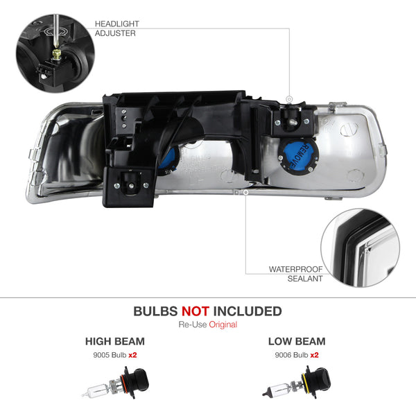 1999-2002 Chevrolet Silverado 1500 | 2500 | 3500 Chrome Headlight