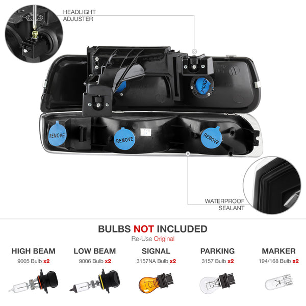 1999-2002 Chevrolet Silverado 1500 | 2500 | 3500 Black Headlight