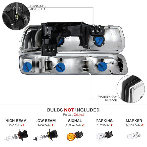 1999-2002 Chevrolet Silverado 1500 | 2500 | 3500 Chrome Headlight