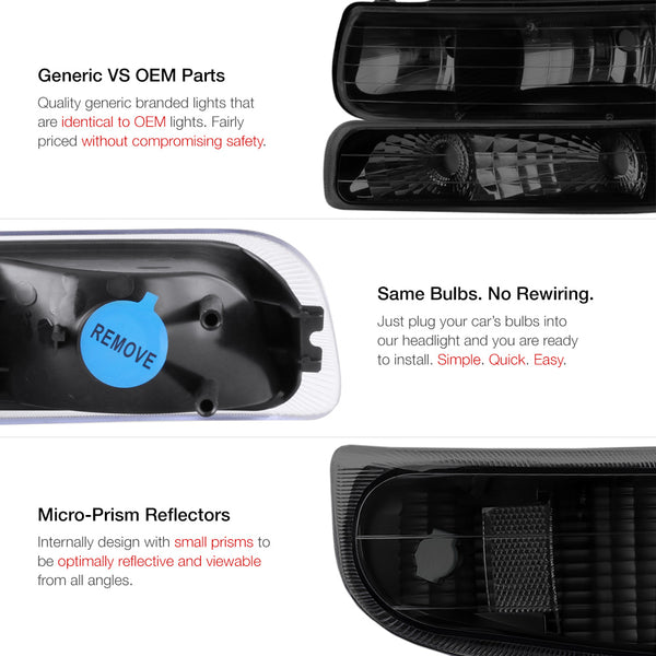 1999-2002 Chevrolet Silverado 1500 | 2500 | 3500 Sinister Black Headlight