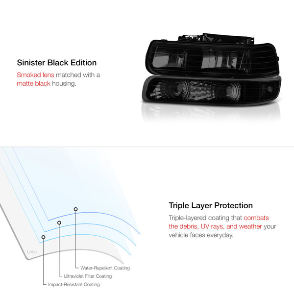 1999-2002 Chevrolet Silverado 1500 | 2500 | 3500 Sinister Black Headlight
