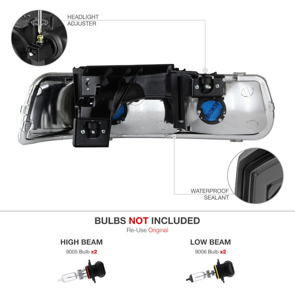 1999-2002 Chevrolet Silverado 1500 | 2500 | 3500 Smoked Headlight