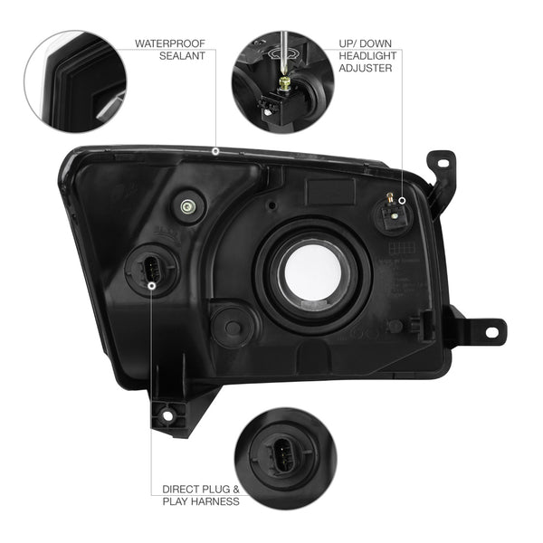 2007-2012 Dodge Caliber Black Headlight