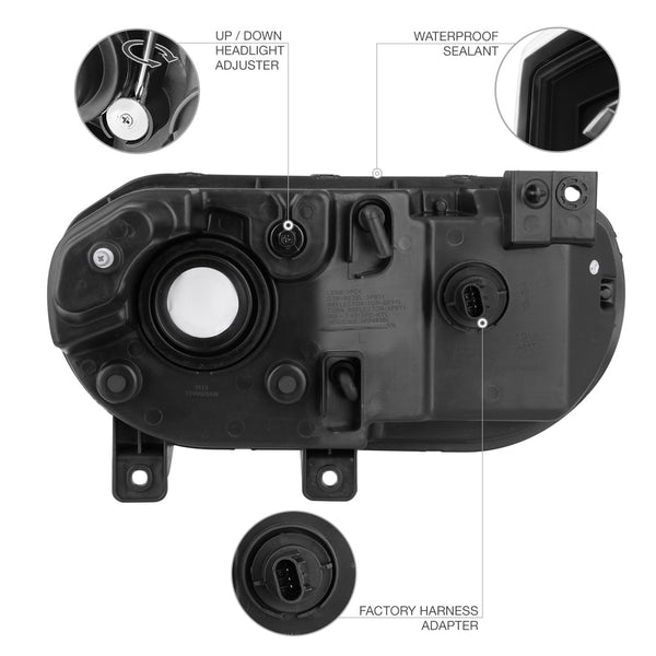 2008-2014 Dodge Challenger Black Headlight