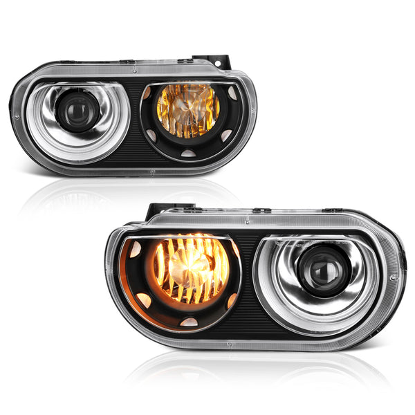 2008-2014 Dodge Challenger Black Headlight