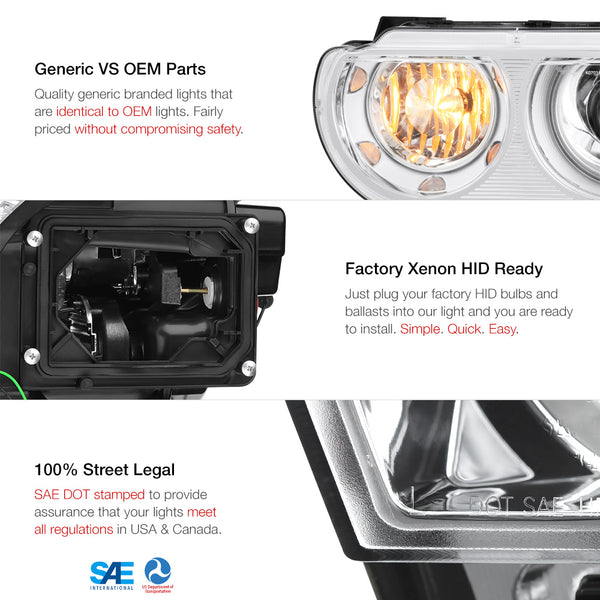 2008-2014 Dodge Challenger Chrome Headlight