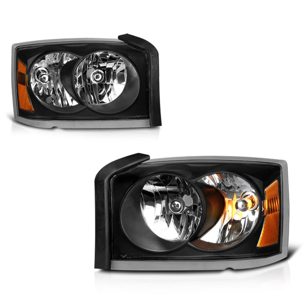 2005-2007 Dodge Dakota Black Headlight