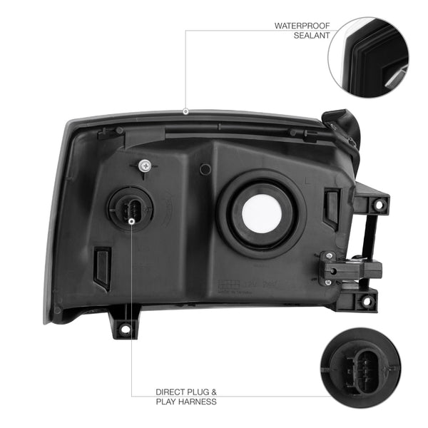 2005-2007 Dodge Dakota Black Headlight