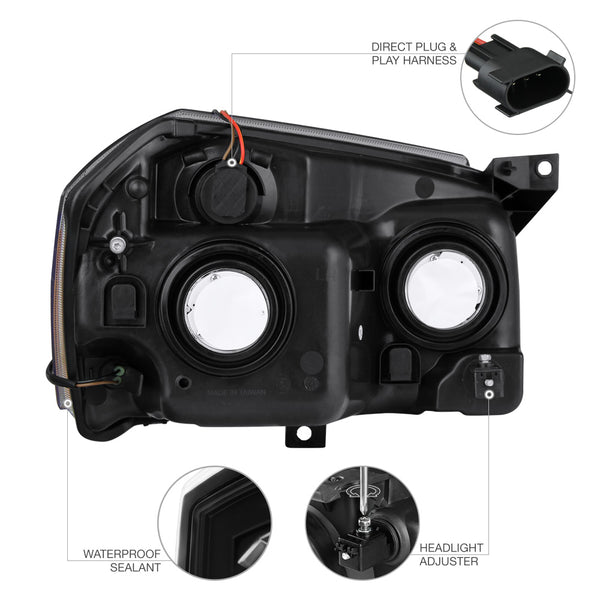 2005-2007 Dodge Magnum Black Headlight