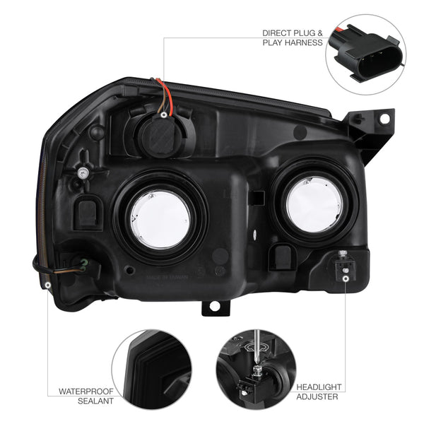 2005-2007 Dodge Magnum Sinister Black Headlight