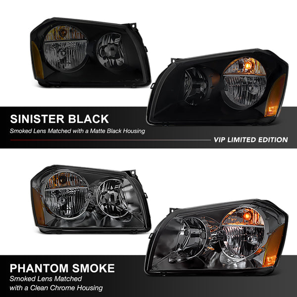 2005-2007 Dodge Magnum Sinister Black Headlight