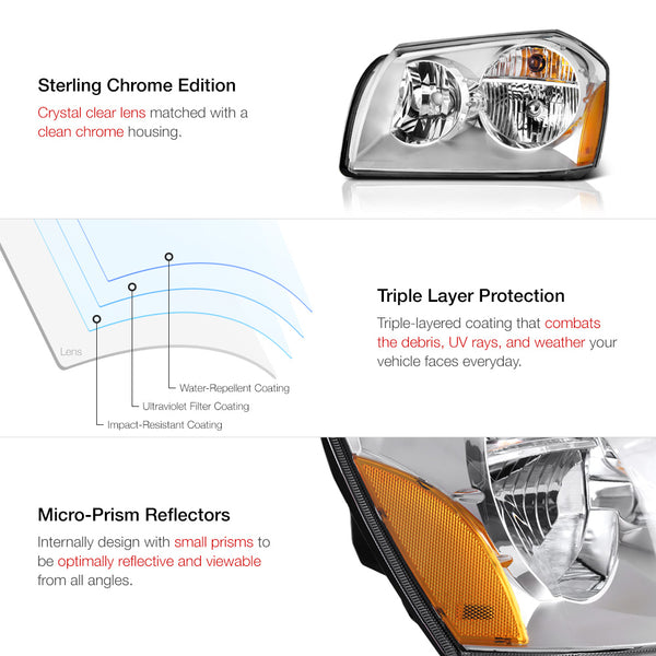 2005-2007 Dodge Magnum Chrome Headlight