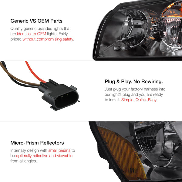 2005-2007 Dodge Magnum Smoked Headlight