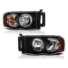 2002-2005 Dodge RAM 1500 Black Headlight