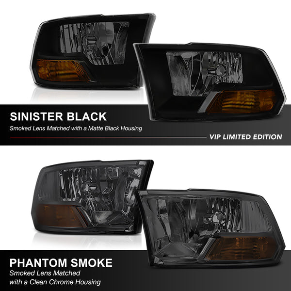 2009-2017 Dodge RAM 1500 Sinister Black Headlight