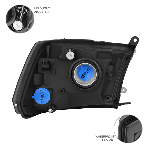 2009-2017 Dodge RAM 1500 Smoked Headlight