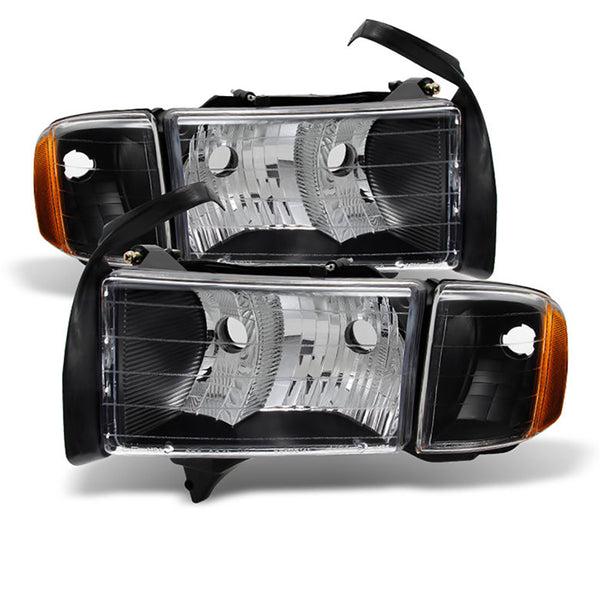 1999-2001 Dodge RAM 1500 Sport Black Headlight