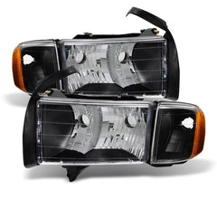1999-2001 Dodge RAM 1500 Sport Black Headlight