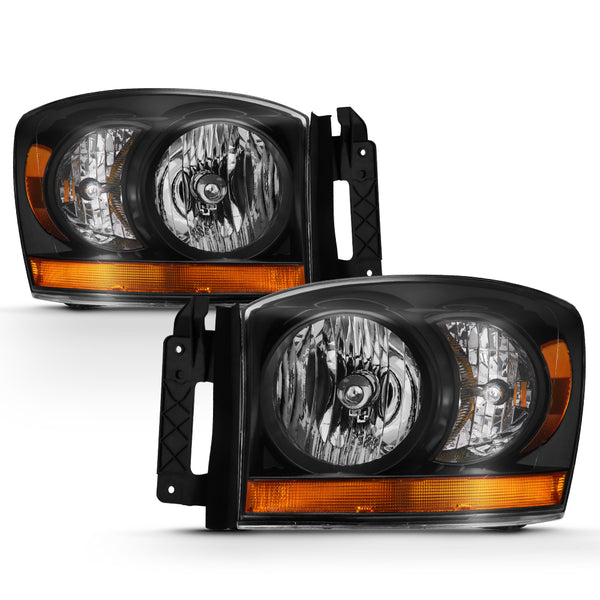 2006-2008 Dodge RAM 1500 Black Headlight