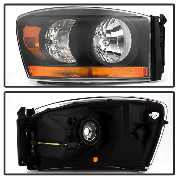 2006-2008 Dodge RAM 1500 Black Headlight