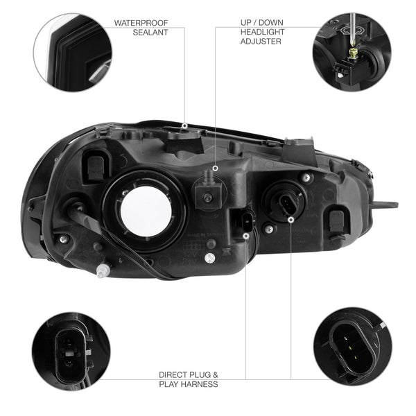 2003-2005 Dodge Stratus Black Headlight