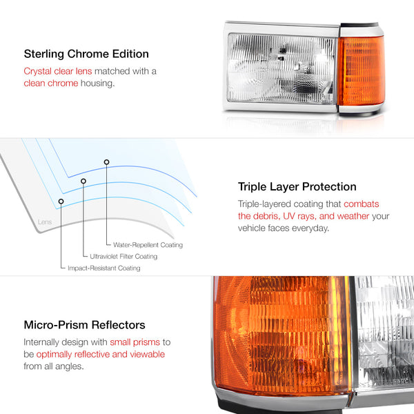 1987-1991 Ford Bronco Chrome Headlight