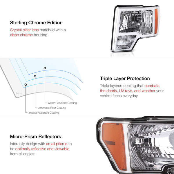 2009-2014 Ford F-150 Chrome Headlight