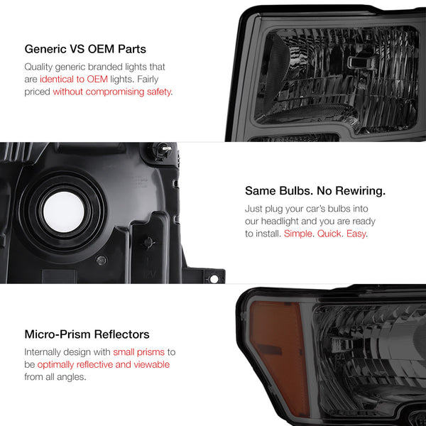 2009-2014 Ford F-150 Smoked Headlight