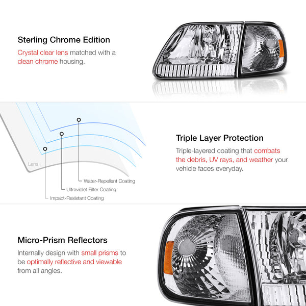 1997-2003 Ford F-150 Chrome Headlight